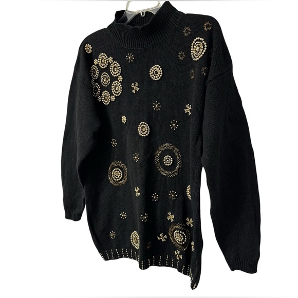 Vintage Victoria Jones Black Beaded Sweater, size Large - Picture 4 of 13